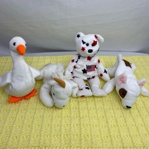 Ty Beanie Babies Plush Bundle Glory, Mystic, Butch, Gracie with tags Clean